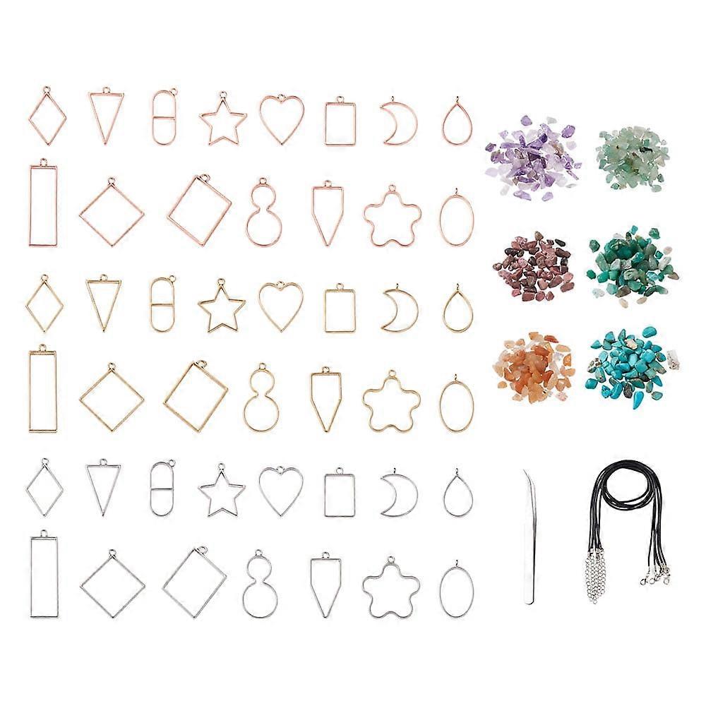 1bag DIY UV Epoxy Resin Pendant Necklace Making Kits include Alloy Open Back Bezel Pendants