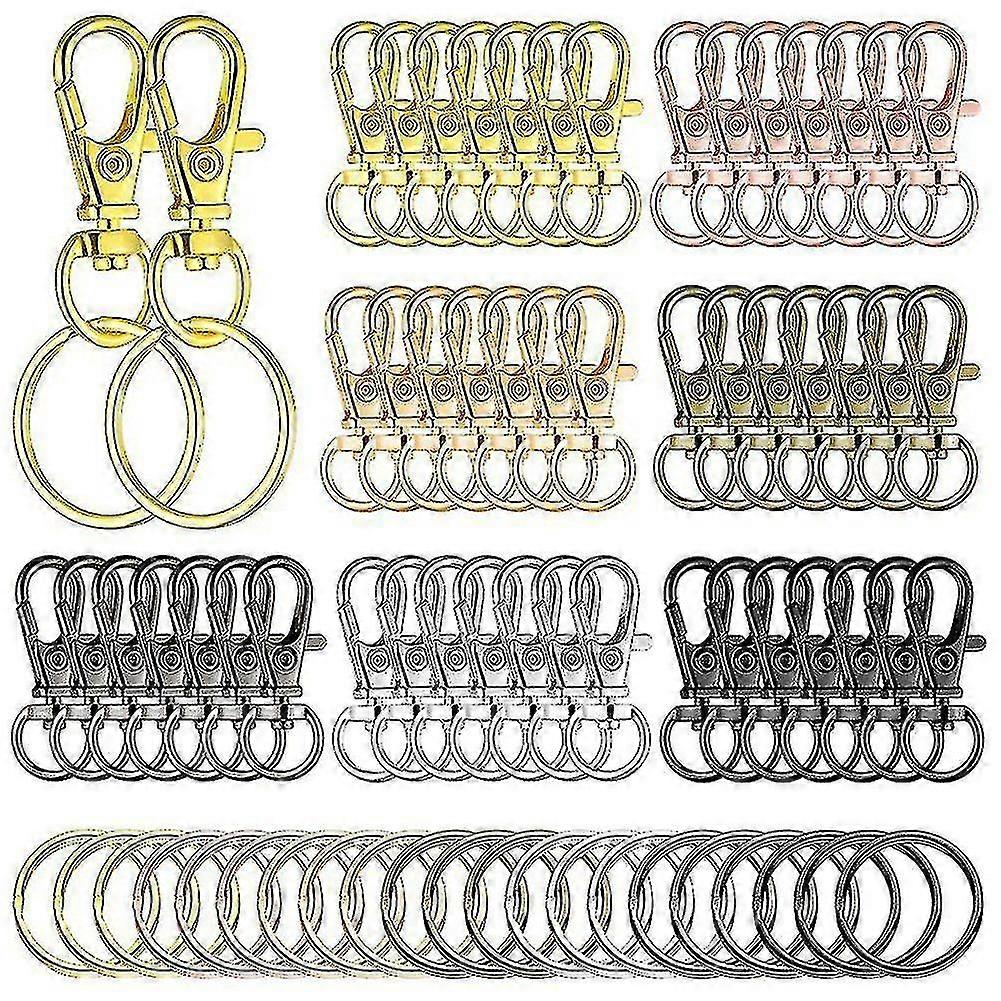 98pieces Swivel Clasps Bright Key Rings Metal Lanyard Snap Hooks Metal Lobster Claw Bright Hooks Fo