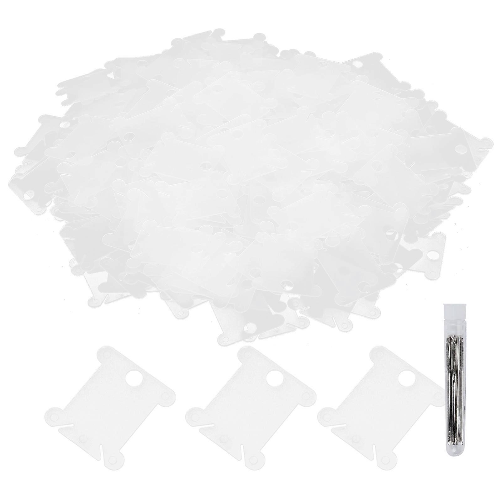 300 قطعة خيط تنظيف الأسنان البلاستيك شفاف عبر غرزة لف لوحة أدوات التطريز