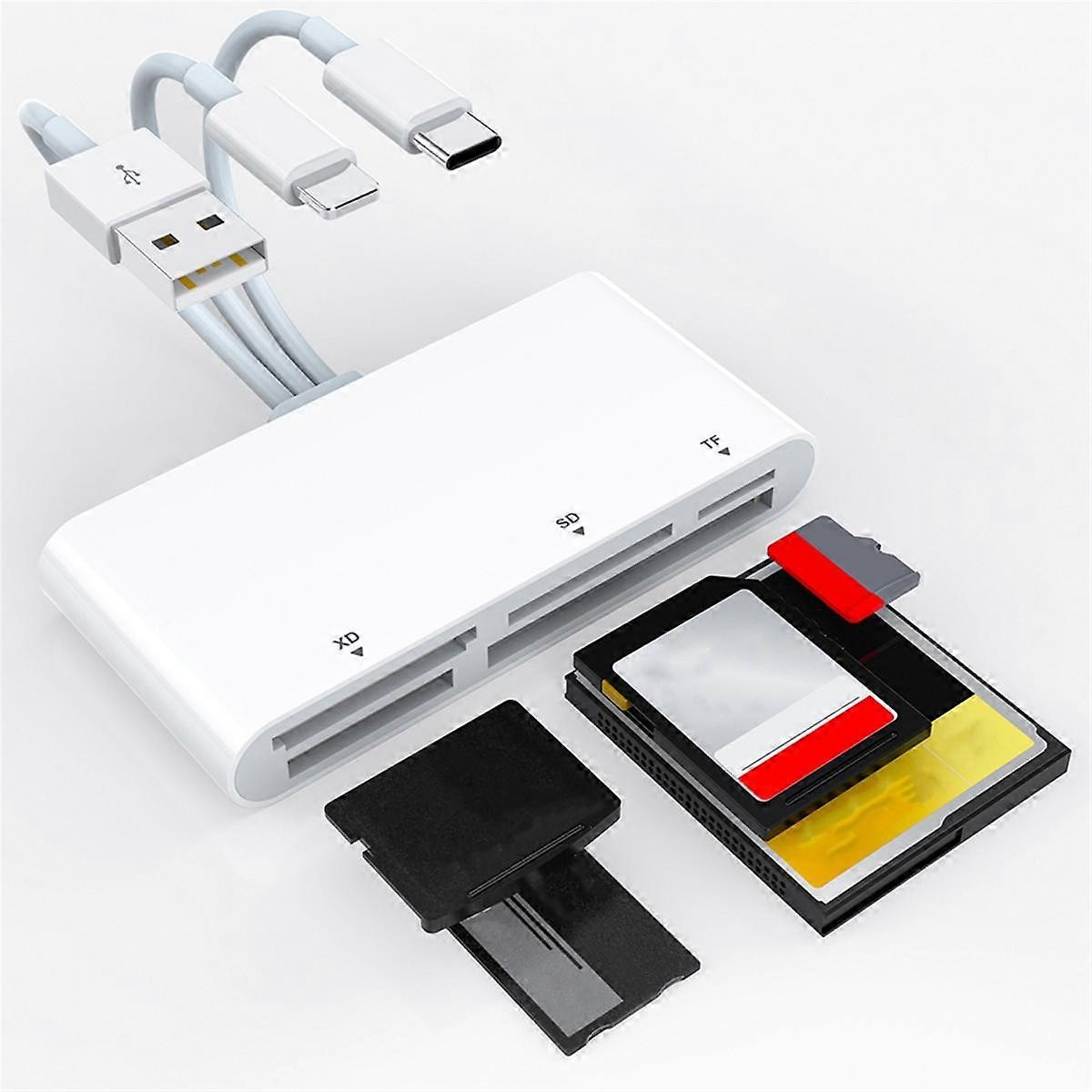 5-In-1 Memory Card Reader USB OTG Adapter TYPE-C Card Reader Support SD TF XD MS Card for I-Phone/