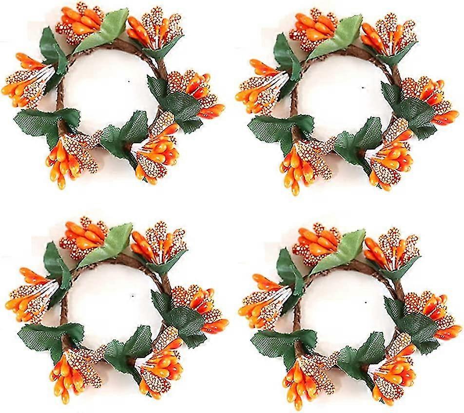 Flower Wreath Napkin Ring Holders, Fall Napkin Rings (4pcs)