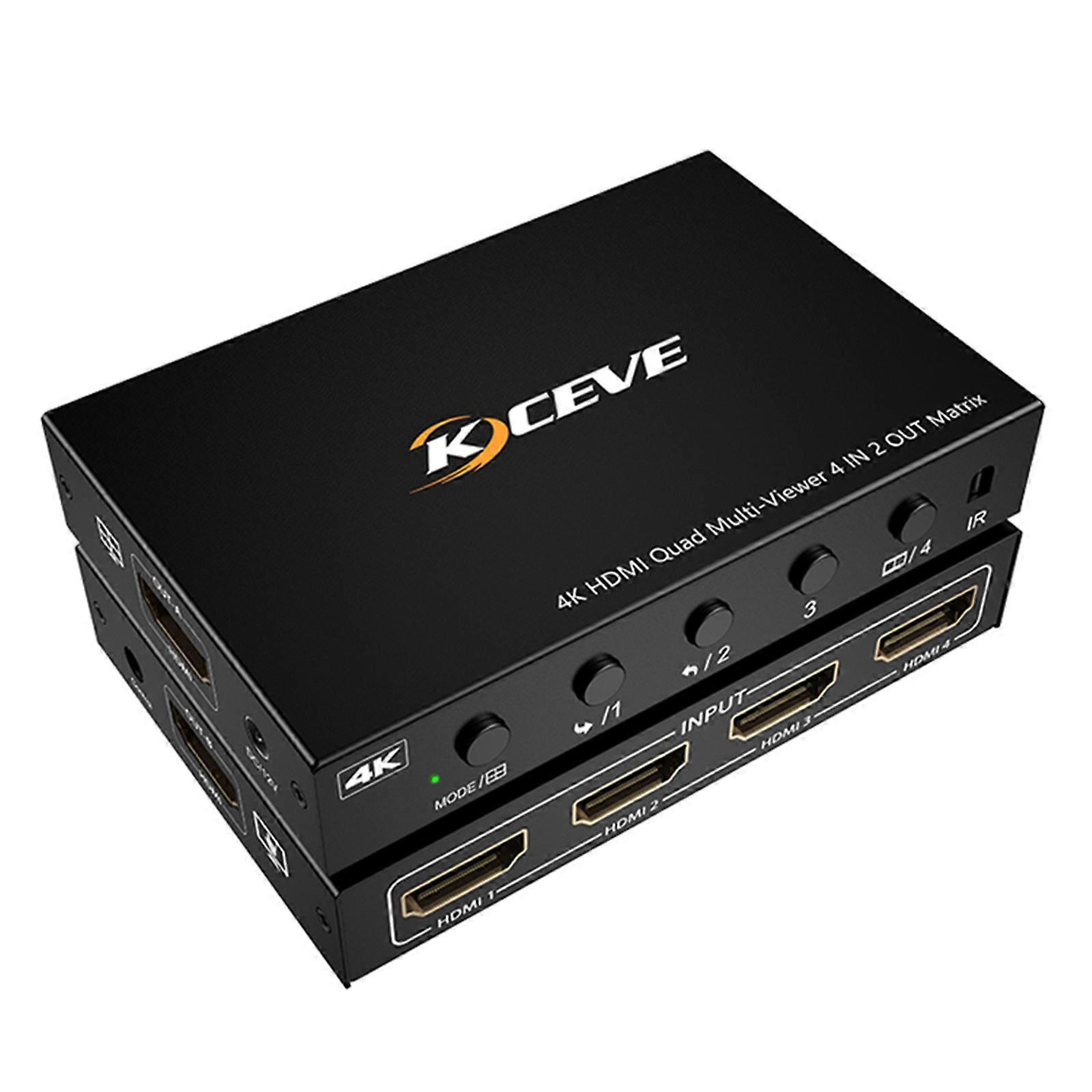 KCEVE KC-8402 HD 4 in 2 out Splitter 4-channel Screen Splitter Maximum Support 4K@30Hz Resolution Metal Shell EU Plug