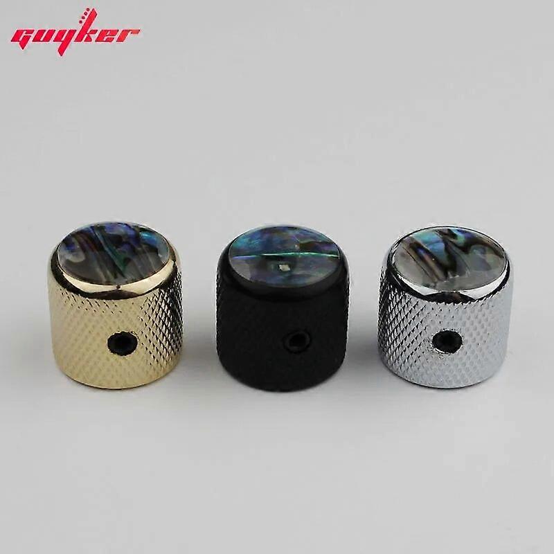 1 st ABALONE Gitarr Knoppar Elbas Potentiometer Lock Krom / Svart