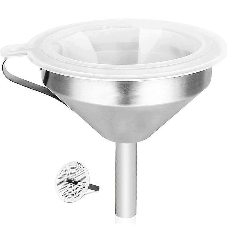 5.9 Inch 304 Stainless Steel Kitchen Funnel with 200 Mesh Food Filter Strainer for Transferring Liq