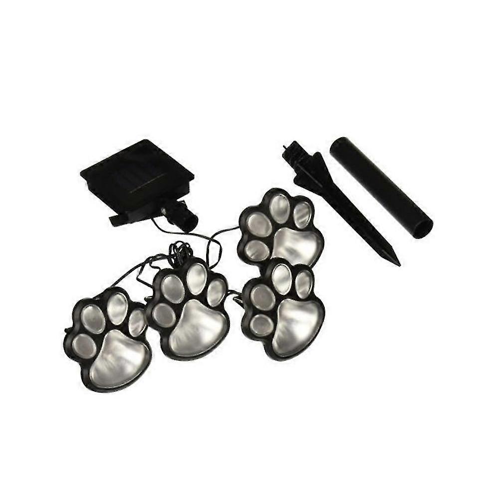 Hot 4 Solar Dog Cat Animal Paw Print Lights Garden Outdoor Led Path Lamp Auto On