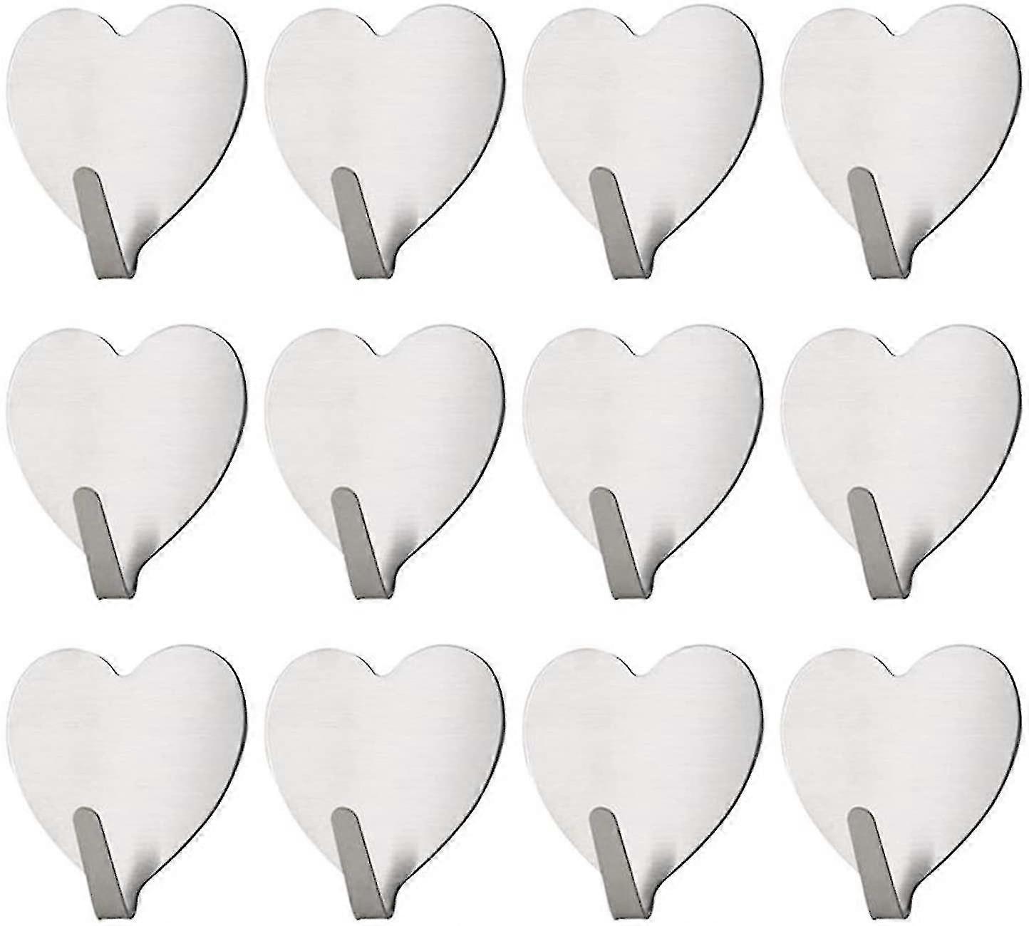 Coat Hooks 12 Pcs Heart Shaped Iron Wall Hooks Adhesive Hangers Hook Trackeless Hook Decorative Wrench Hanger