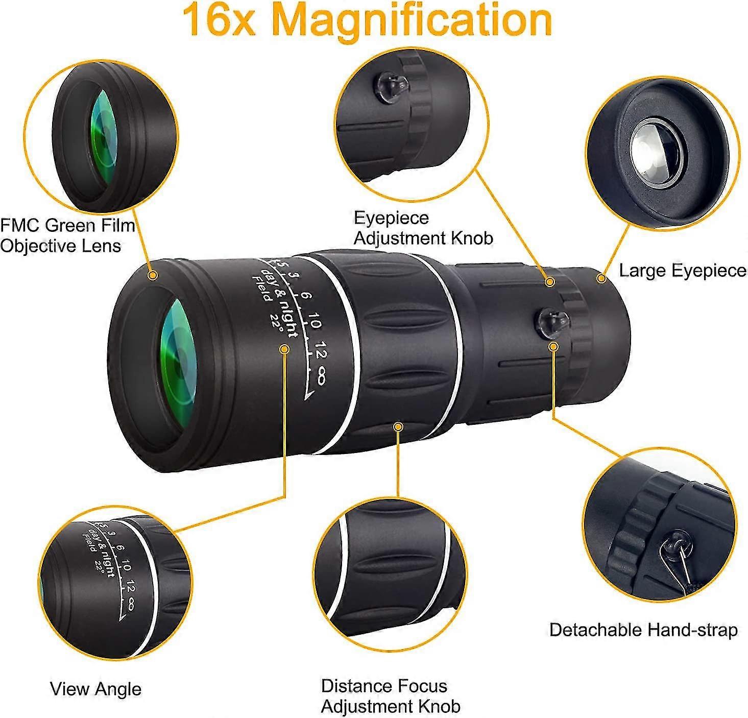 Monocular Telescope, 16x52 Hd Monocular With Holder &tripod