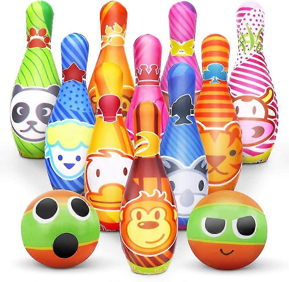 Skittles For Heilwiy Children Bowling Ball Set With 10 Skittles And 2 Balls In A Mesh Gift