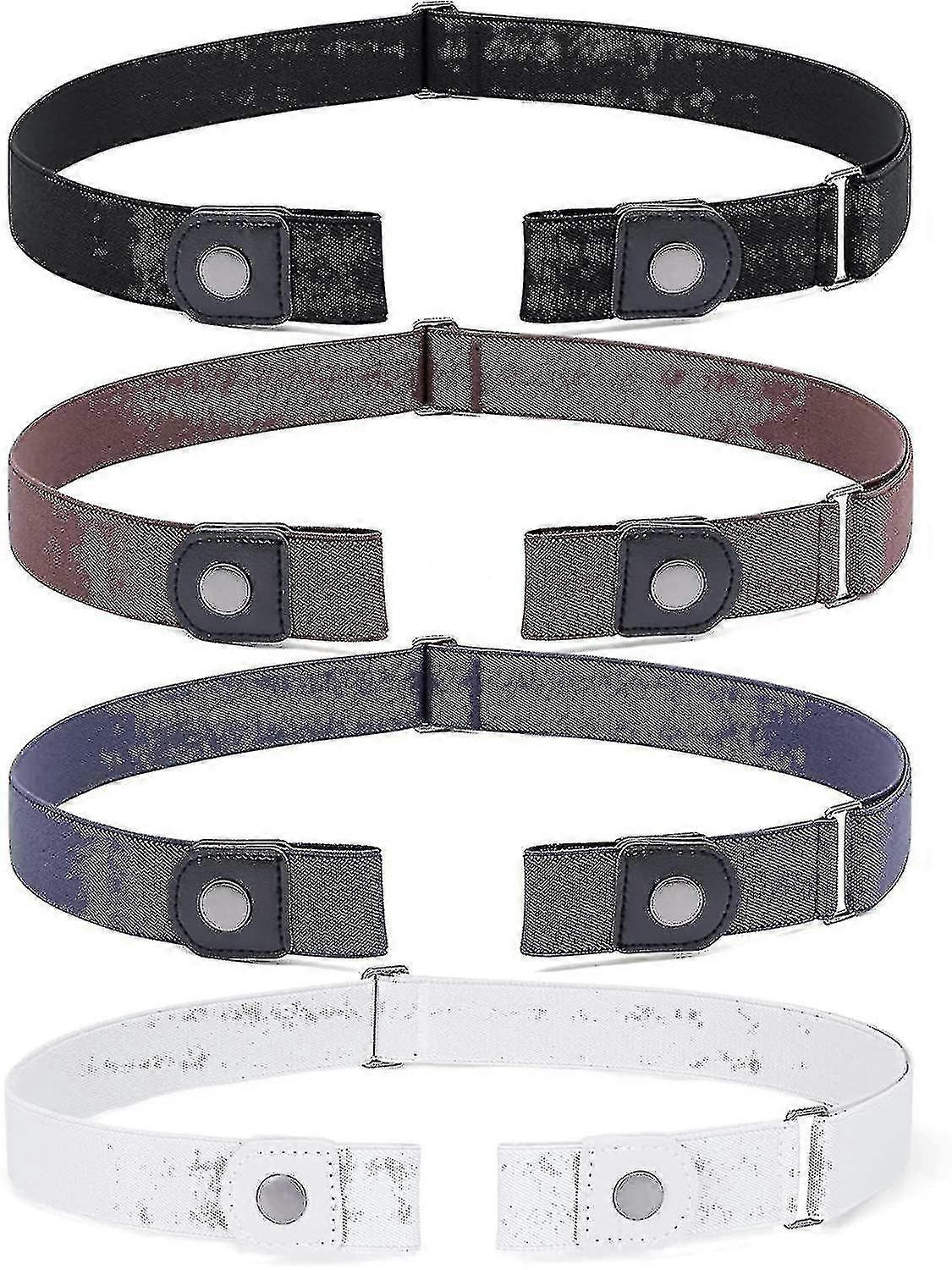 4 Pack No Buckle Invisible Stretch Belt Buckle-free Elastic Belt For Women And Men