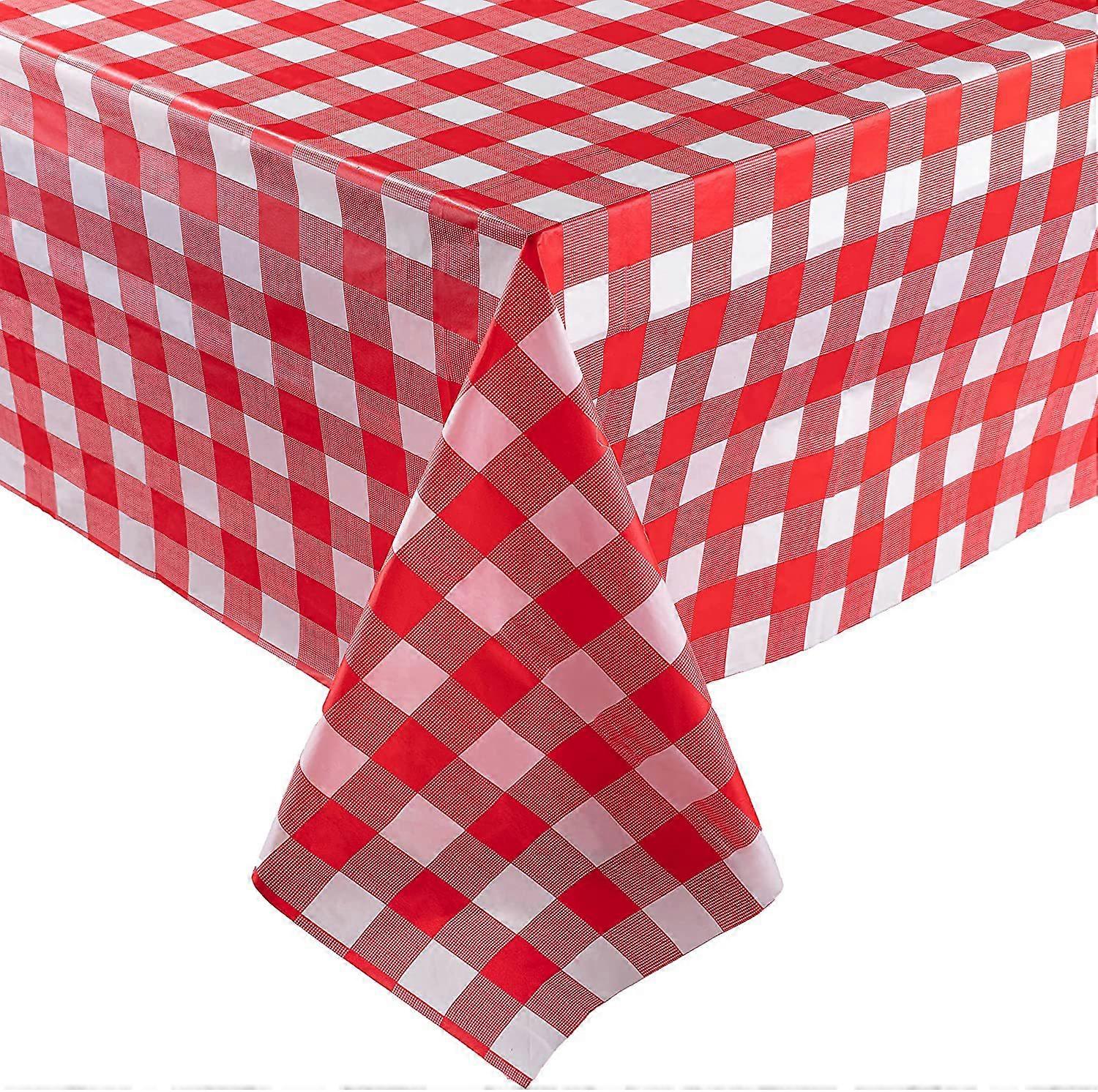 Rectangular tablecloth, PVC, waterproof, checkered designred