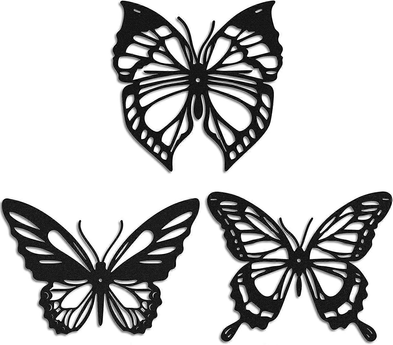 Metal Butterfly Wall Decor Black, (3 Pack)