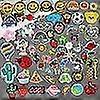 60 pcs random different styles embroidered patches, bright vivid colors