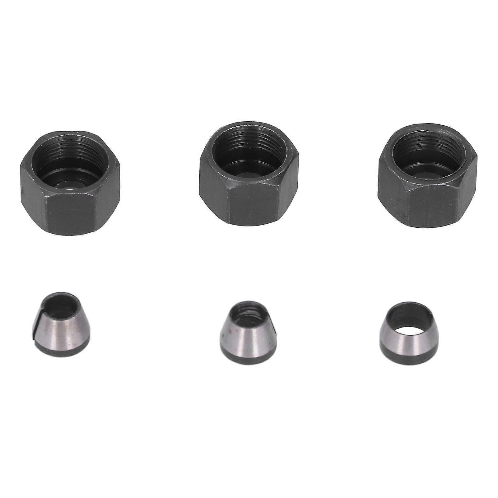 6Pcs Router Collet Adapter Aço Carbono 6mm 6.35mm 8mm Set Kit com Porca para Trimmer
