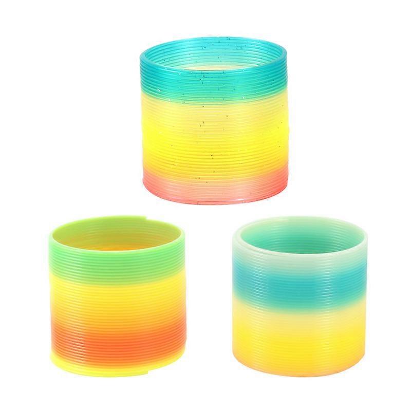 Big Spring Rainbow Ring Magic Set (3 Units) Stress Toy for Kids Girls and Boys Springs Great Party Favor | Plus 1 Bouncy Ball Item