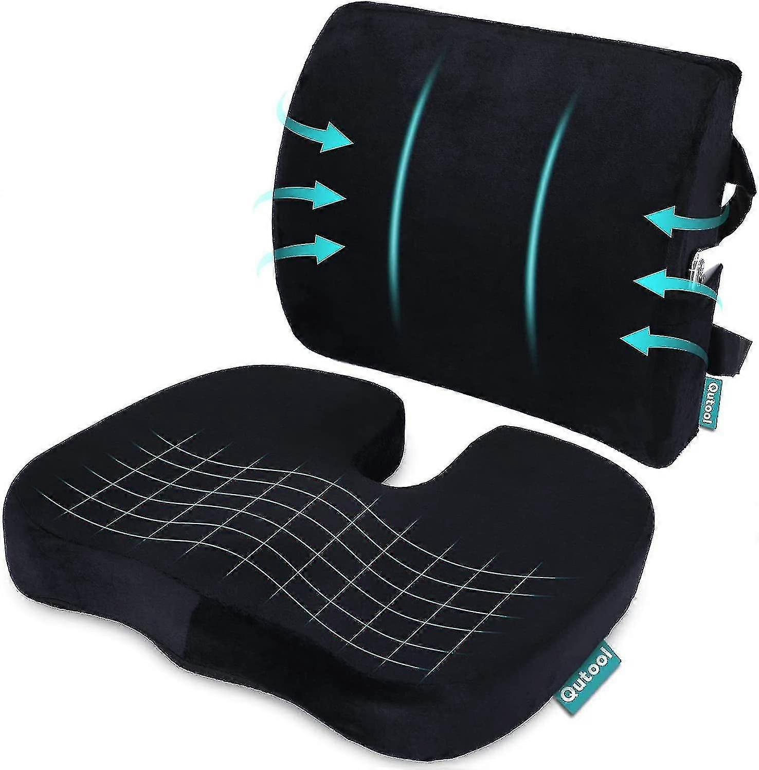 Orthopedic Seat Cushion And Back & Lumbar Support Cushions Pillow For Office Chair Memory Foam Car Seat Cushion