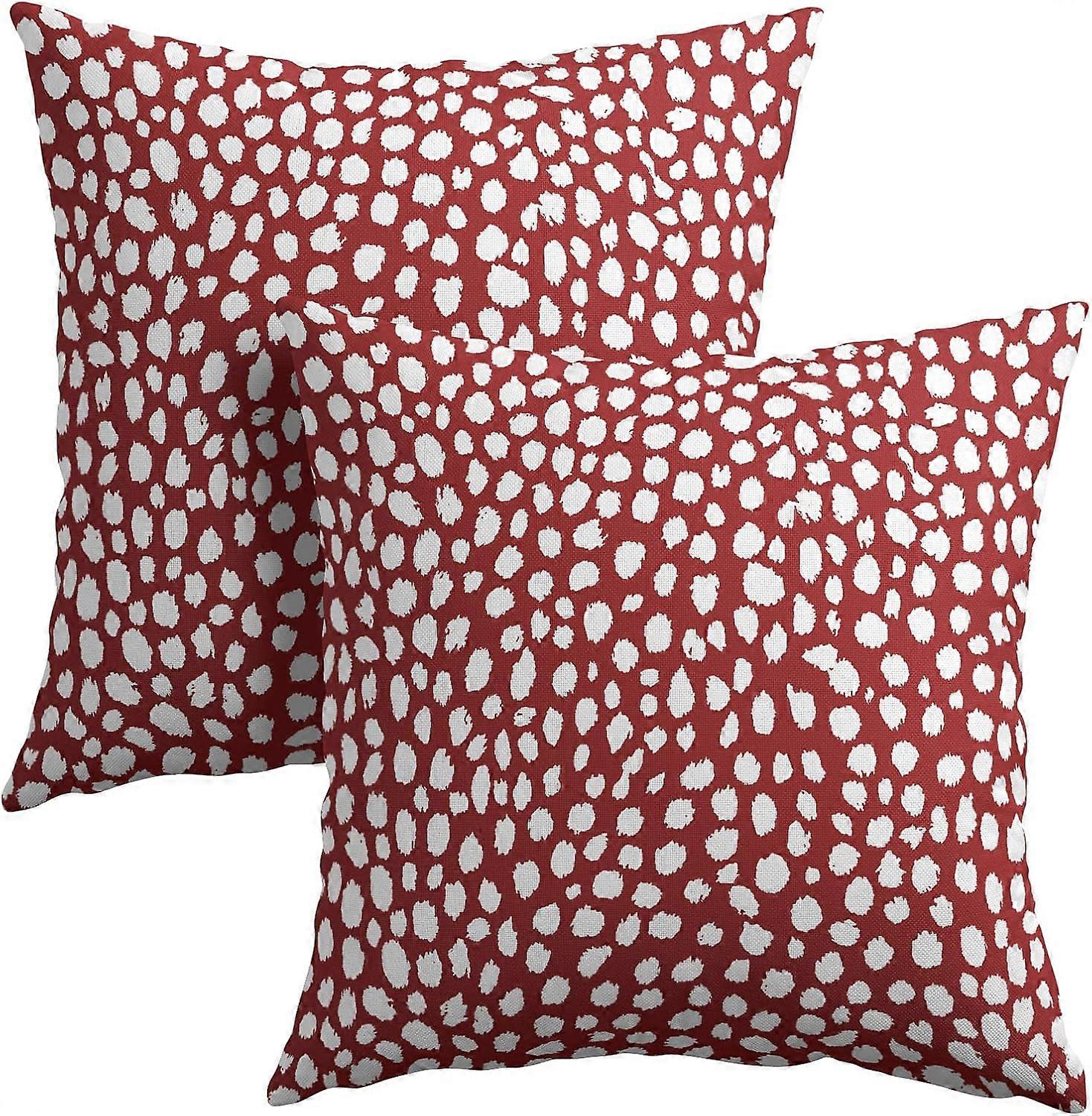 taies d’oreiller à pois crème rouge 18 x 18 pouces Boho Design à pois jeté taie d’oreiller ensemble de 2 moderne tendance imprimé housse de coussin en coton lin housse de coussin
