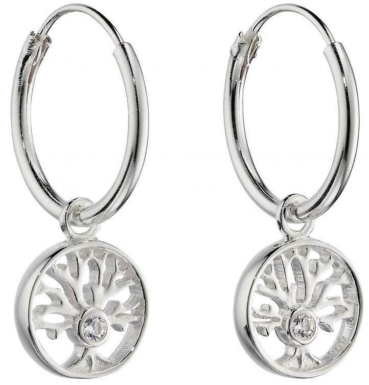 Beginnings Tree of Life Assembled Hoop Earrings - Silver