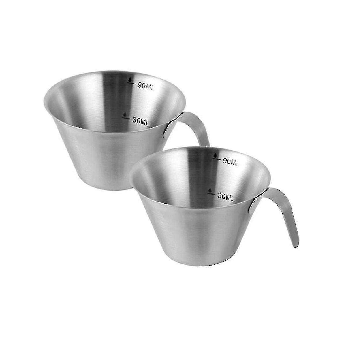 Espresso Shot Cups With Handle 90ml Espresso Measuring Cup Stainless Steel Pouring Cup For Coffee E