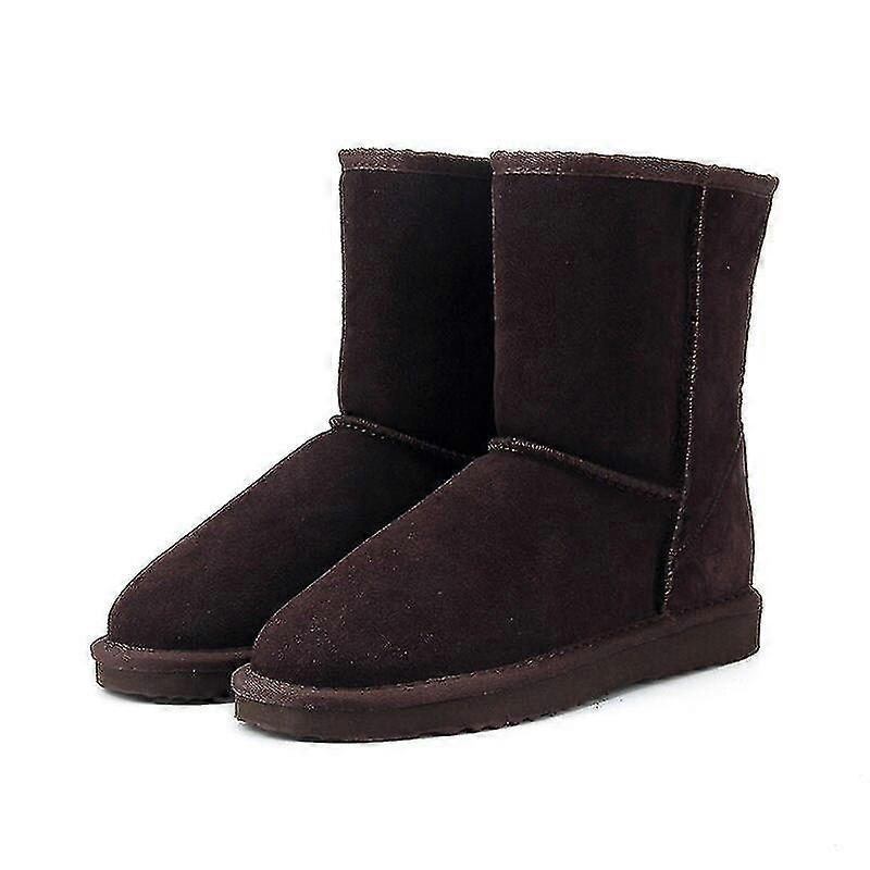Botas de neve de couro genuíno impermeável clássico à prova d'água Botas de lã para mulheres grandes 3-13-zong