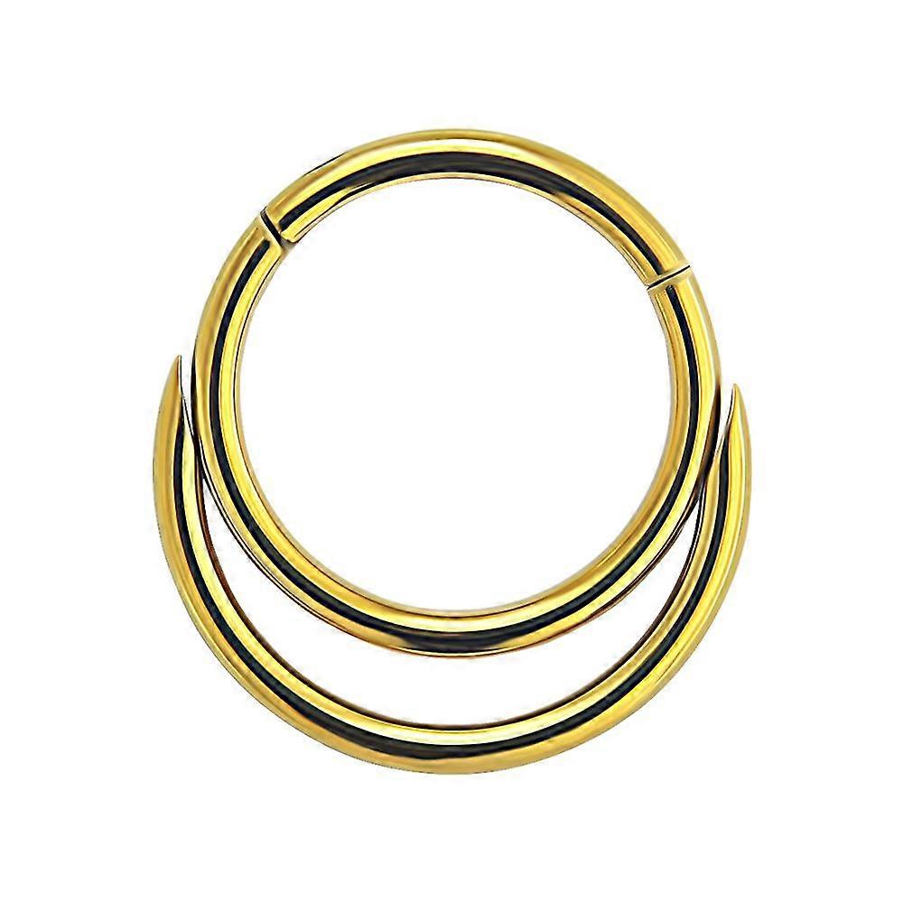 Χρυσό ανοδιωμένο 16 gauge (1.2MM) - 8MM διάμετρος 316L χειρουργικός χάλυβας δίδυμος κύκλος αρθρωμένος τμήμα μύτη δαχτυλίδι διάφραγμα piercing κοσμήματα