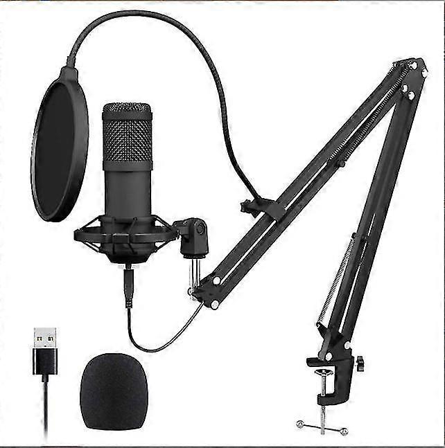 Professional USB Streaming Podcast Pc Microfone Kit com placa de som Boom Arm Shock Mount Pop Filter