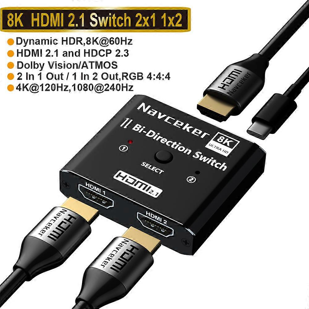 8K HDMI 2.1 Switcher Selector 4K 120Hz HD Switch HDMI Splitter 4 In 1 Out 3 In 1 Out for laptop PC Switch TV Box PS5