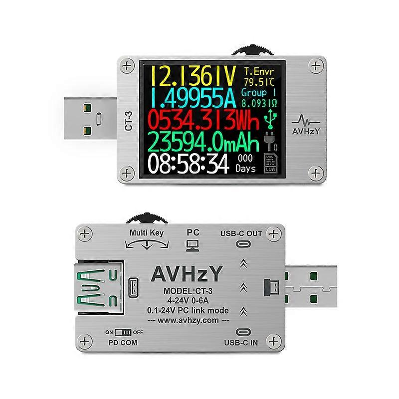 AVHzY USB 3.1 Leistungsmesser Digital-Multimeter Stromprüfer Spannungsprüfer Lua-Interpreter integriert DC 26V 6A AVHzY CT3
