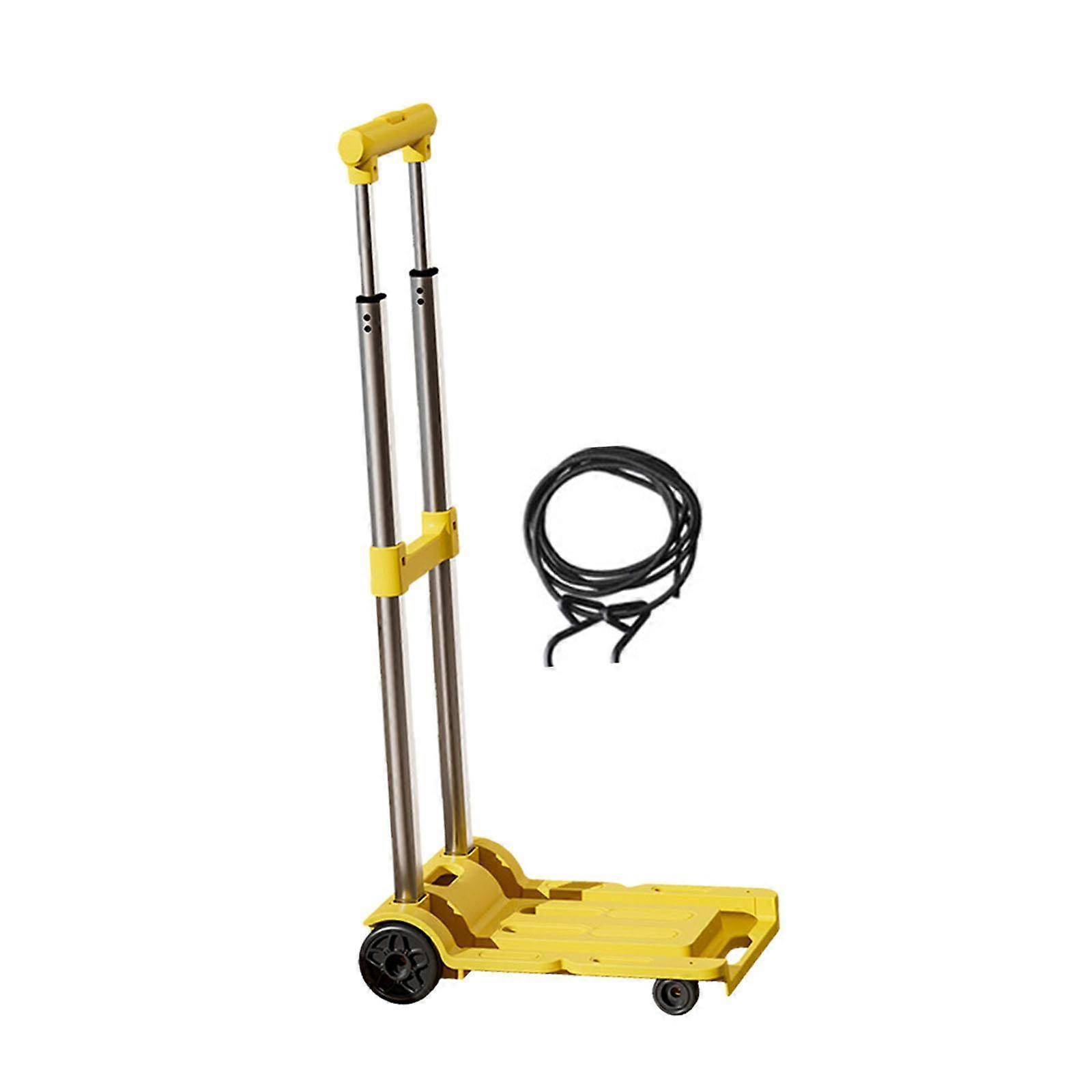Diable pliant avec quatre roues poignée réglable pour bureau léger taille S jaune