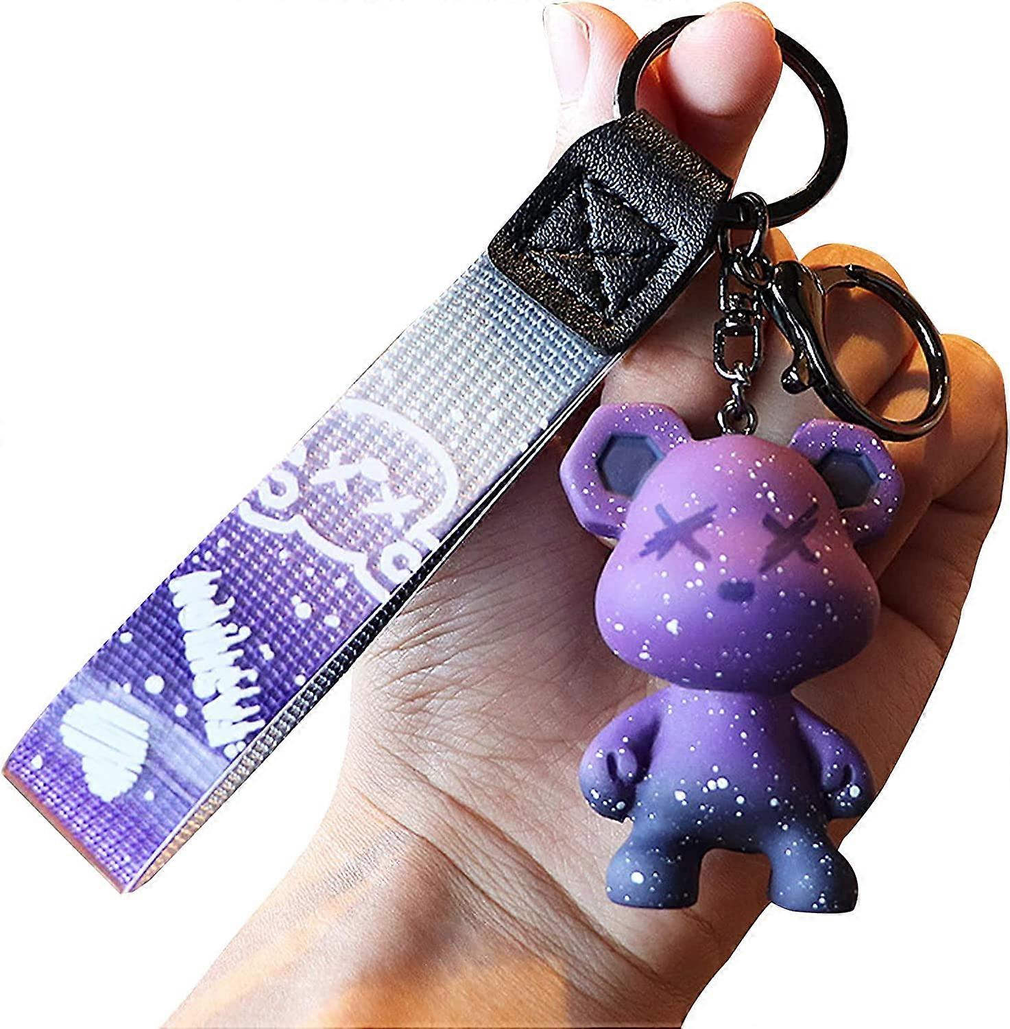 baicccf النساء الرجال فتاة صبي لطيف الدب سلسلة المفاتيح - التدرج اللون الراتنج سلسلة المفاتيح يسهل حملها لطيف الحيوان قلادة حلقة مفتاح معدنية