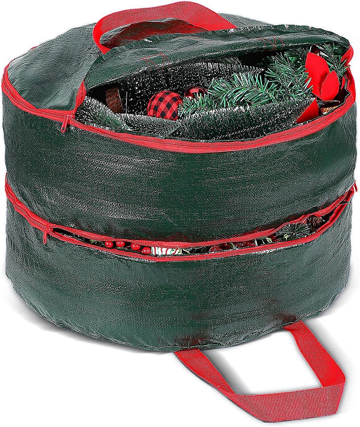 Double Layer Christmas Wreath Storage Container Bag Wreath Storage Pure Color Seasonal Garland Holiday Container Festive Wreath Storage Box with Dual
