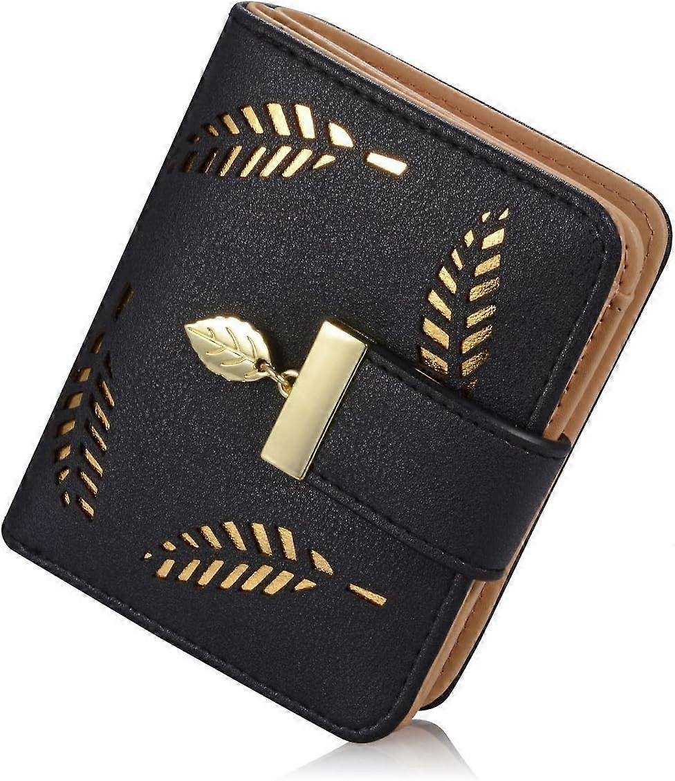 Women's wallet, black leather bi-fold wallet Leather business card holder Leather wallet
