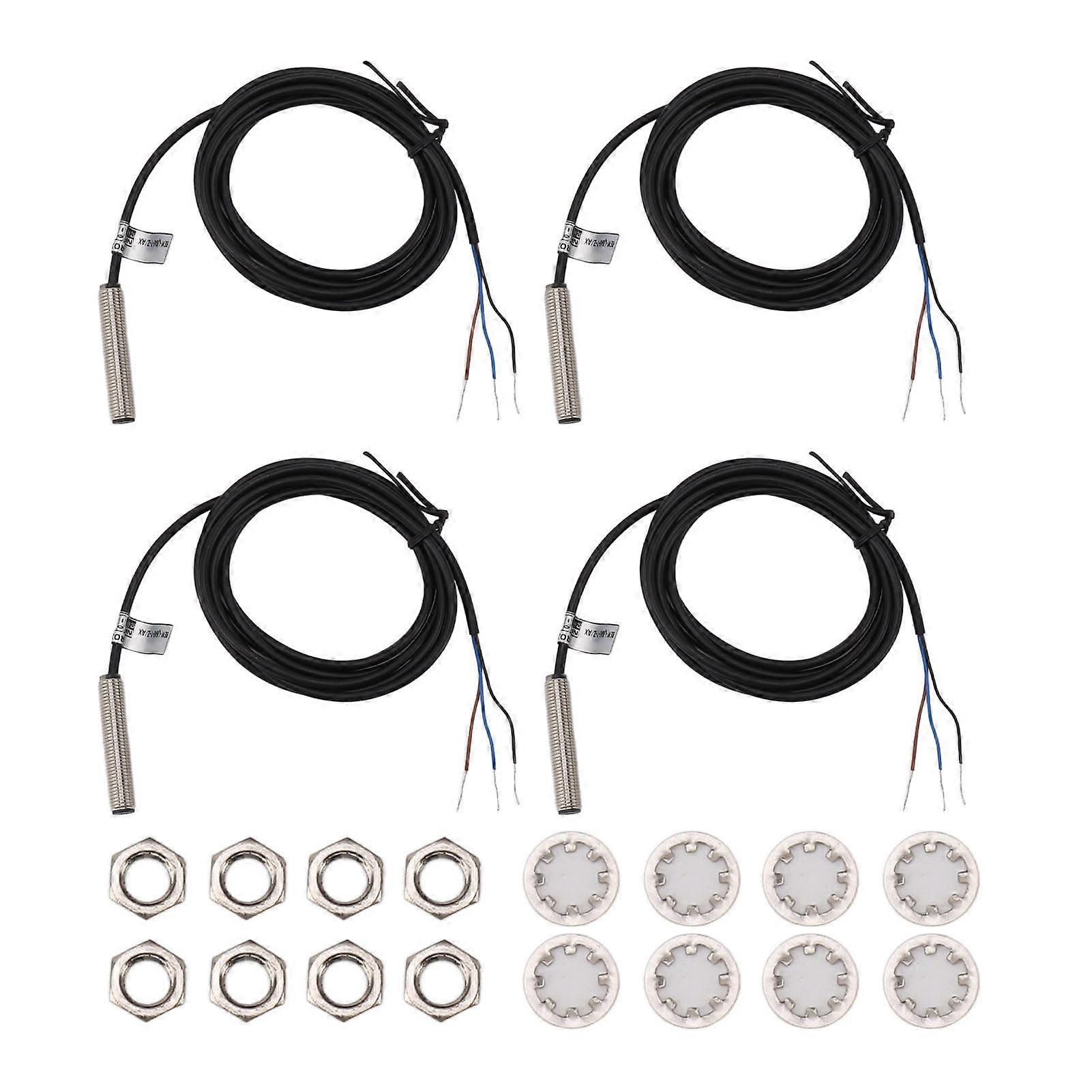 4 Set Proximity Sensor Switch 8mm Flat Head Metal Case NPN DC 3 Wire Normally Closed Proximity Sensor Inductive Switch