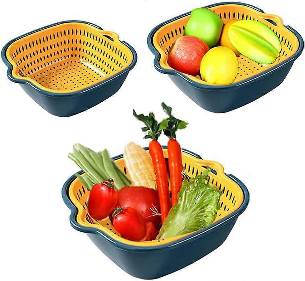 Double-Layer Drain Basket for Vegetables Fruits Pasta - Versatile Drain Basket