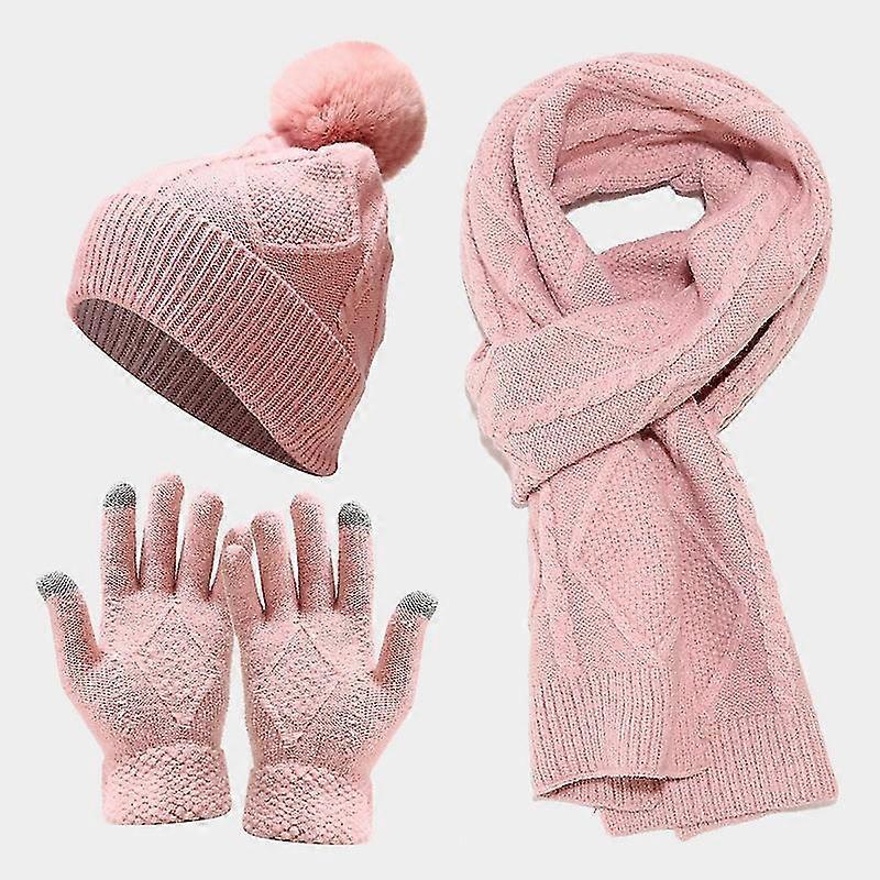 Winter Warm Knitted Beanie Hat Scarf Glove Set Ladies Ladies Girls