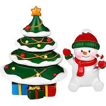 2Pcs Décorations d’aquarium de Noël - Résine Aquarium Aquarium Décoration Noël Arbre de Noël Bonhomme de neige Micro Paysage Ornements pour les vacances Fish Tank Fournitures Table 