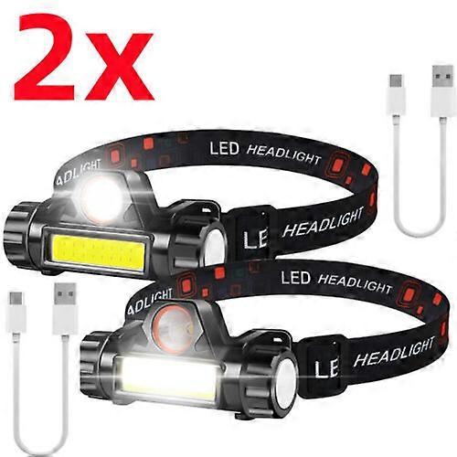 Waterproof Headlamp LED Super Bright Head Torch USB Rechargeable COB Headlight