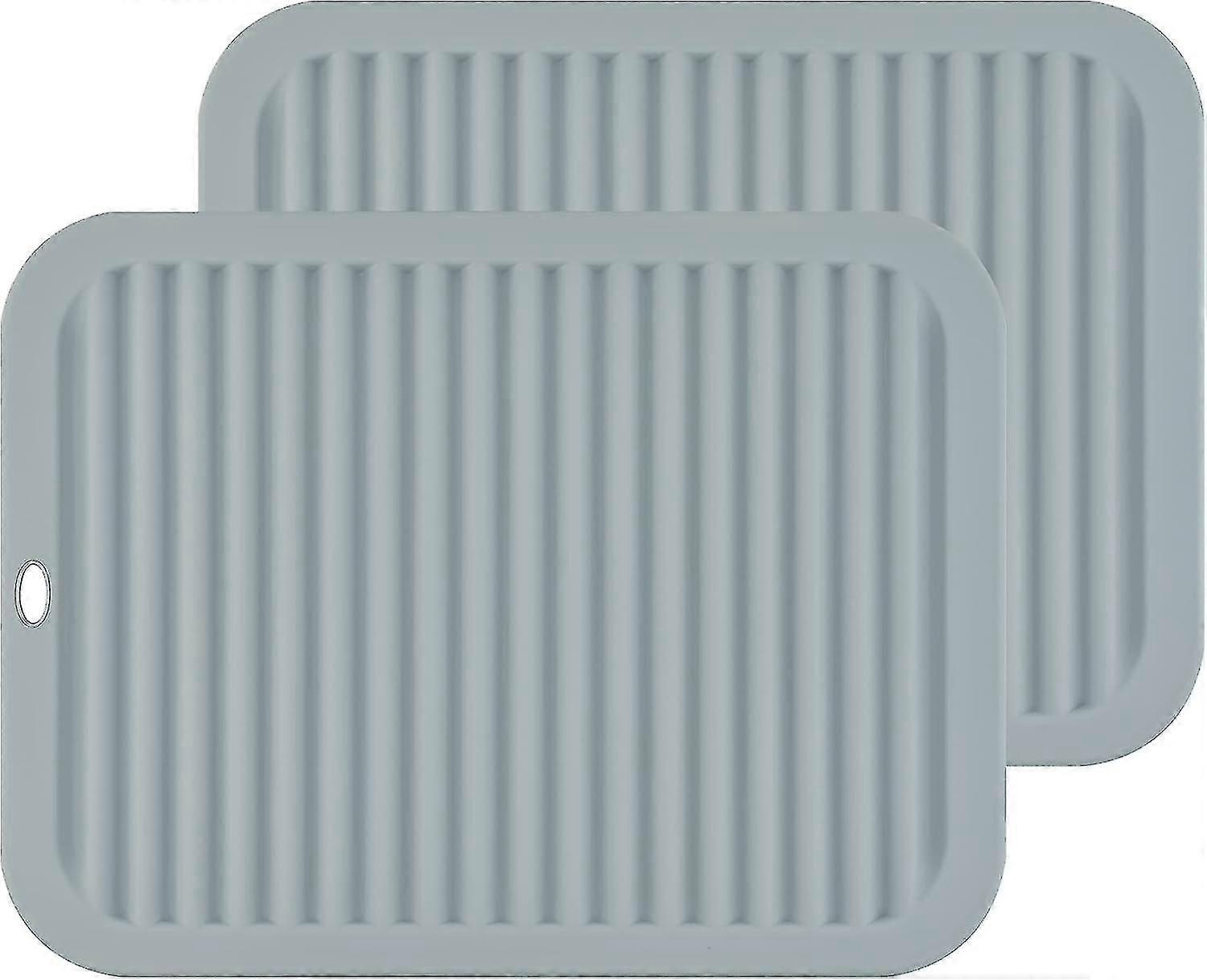 Set of 2 Large Versatile Silicone Trivets and Potholders - Rectangular - Light Gray23x30x0.6cm