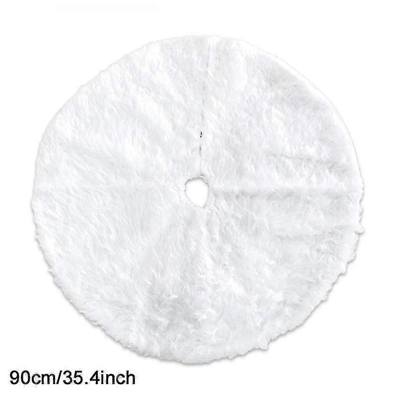 White Christmas Tree Skirt Plush Faux Fur Xmas Tree Carpet Merry Christmas Tree