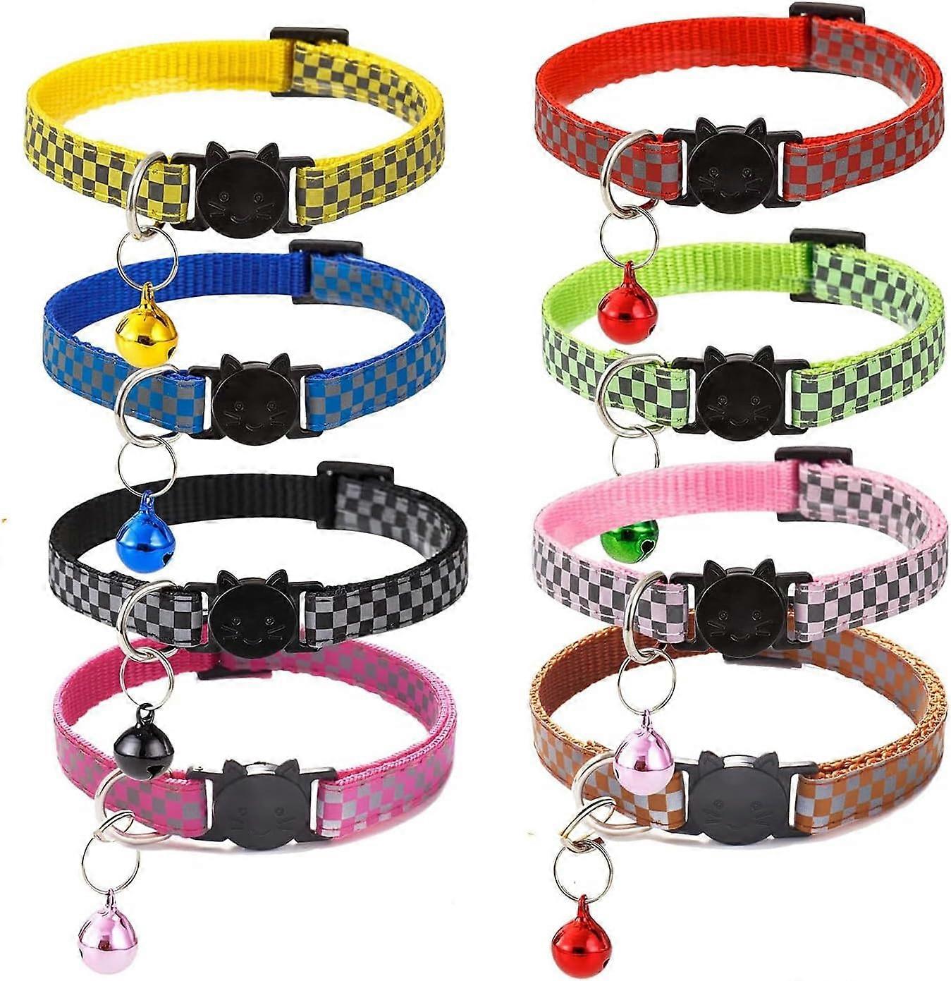 Breakaway Cat Collar with Bell, Kitten Collars Reflective Cat Collars - Ideal Size Safe Mixed Colors Pet Collars for Cats or Small Dogs(12pcs/Set)