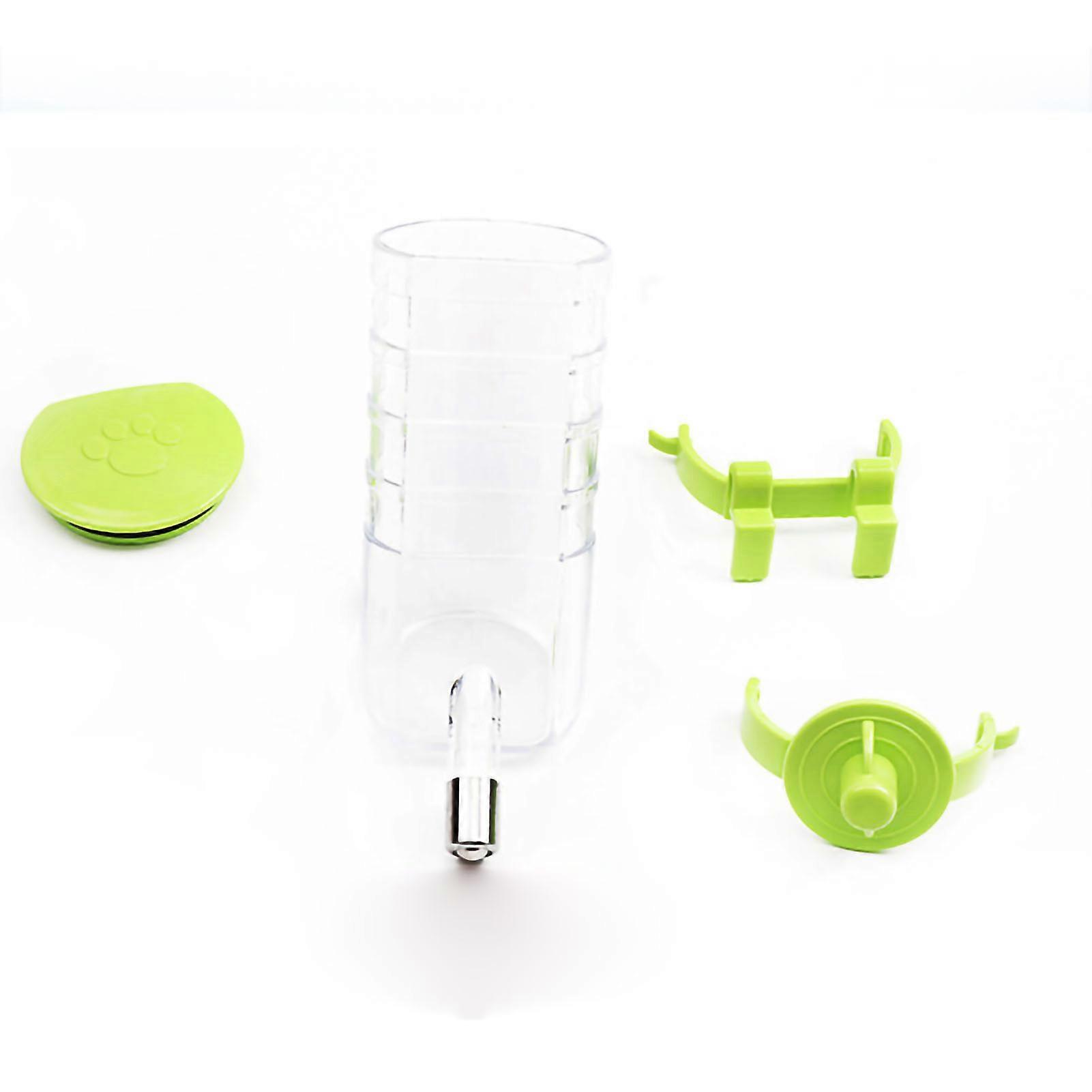 Dog Water Dispenser Automatic Hanging Drinking Bottle for Small Medium Dogs and Cats 350ML Green