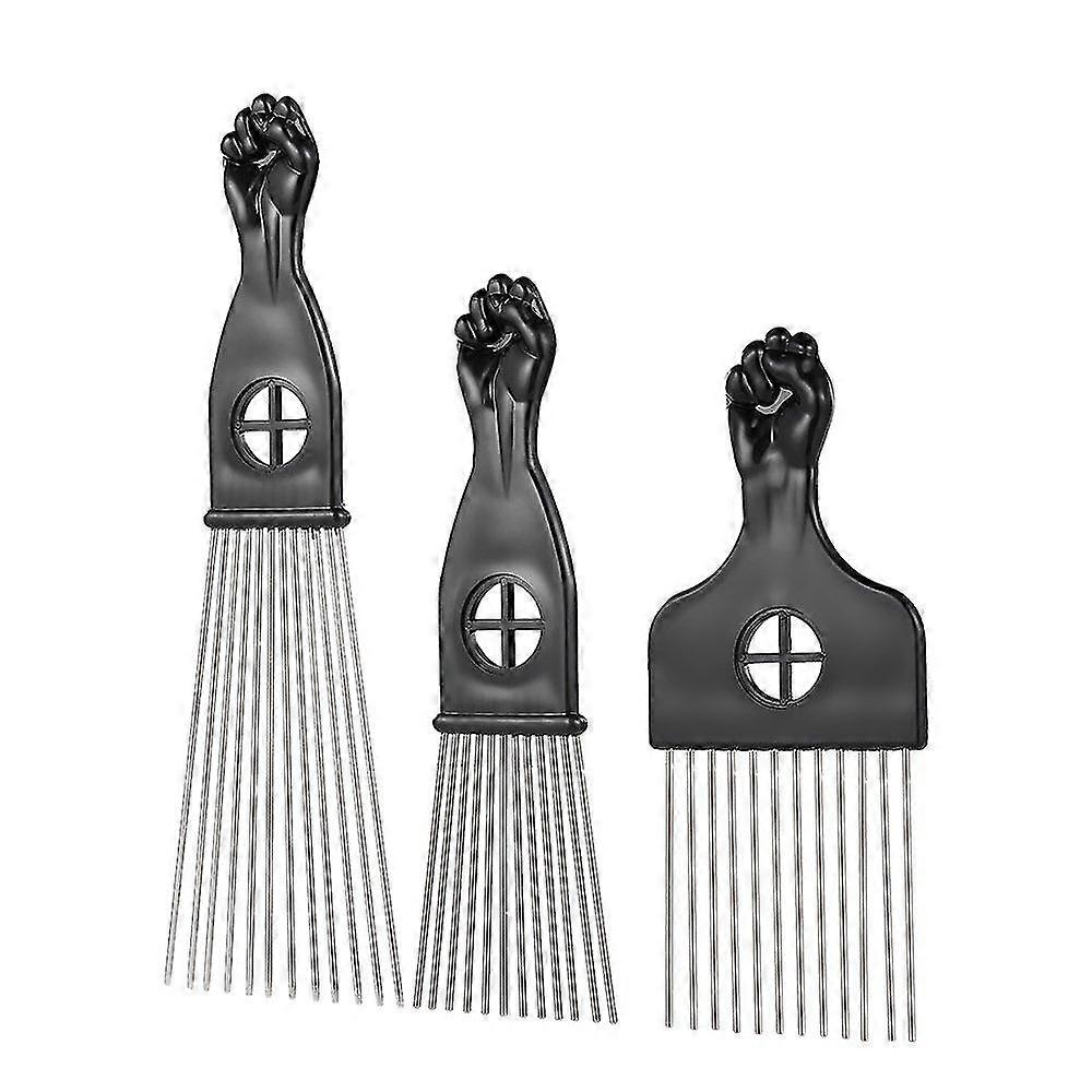 3pcs Metal Afro Comb Pick Comb Hairstyle Styling Tool