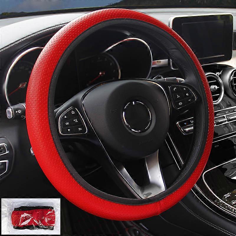 37-38cm universellt reflekterande läder bilrattskydd utan innerring elastiskt band greppskydd biltillbehör