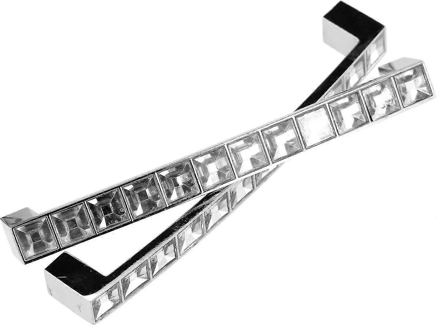 Europe Style Square Crystal Door Handle Furniture Pull Handle Fit Drawer Cabinet Wardrobe Cupboard(2pcs, Silver) -t