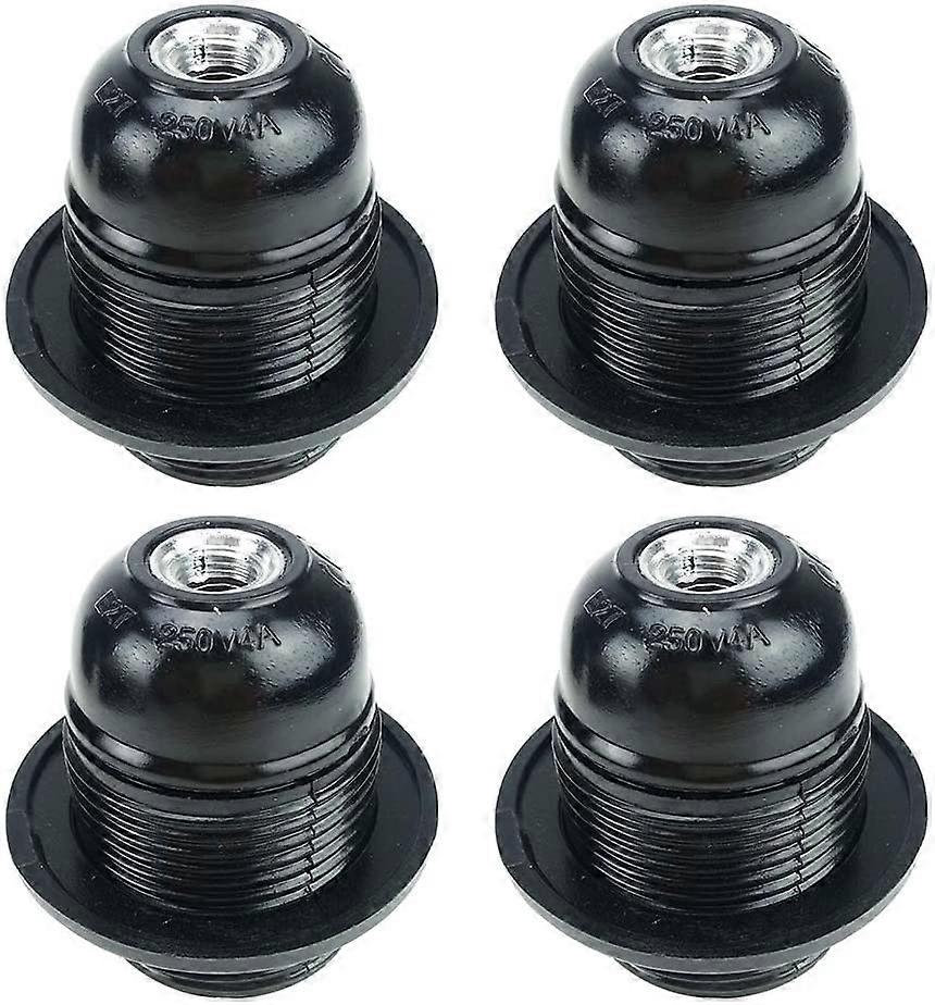 Black E27 Screw, E27 Bulb Holder, 4 Pieces E27 Socket, E27 Socket Light Bulb, Solid Light Bulb Socket, Black Adapter Socket, Lamp Sockets Decoration C