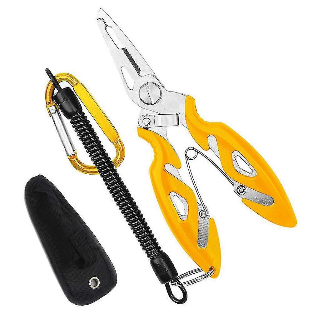 Stainless Steel Fishing Pliers with Hook Remover and Coiled Lanyard