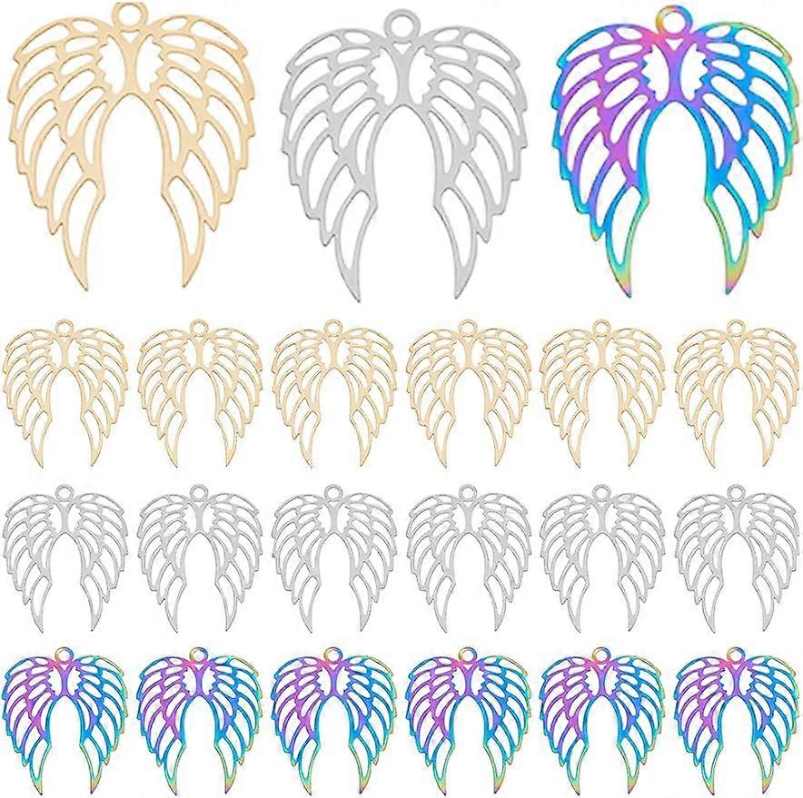 18Pcs Angel Wings Charm Stainless Steel and Gold Color Small Simple Wings Pendan Filigree Joiners Findings Feathered Wings Pendant