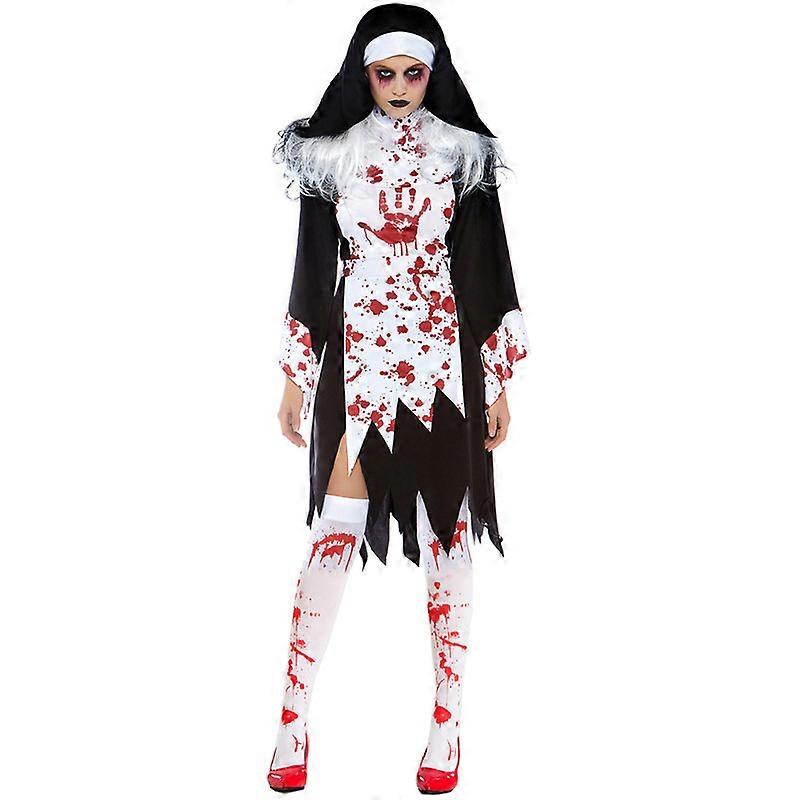 Vampire Costume Blood Stained Nun Game Uniform Halloween Cosplay Costume