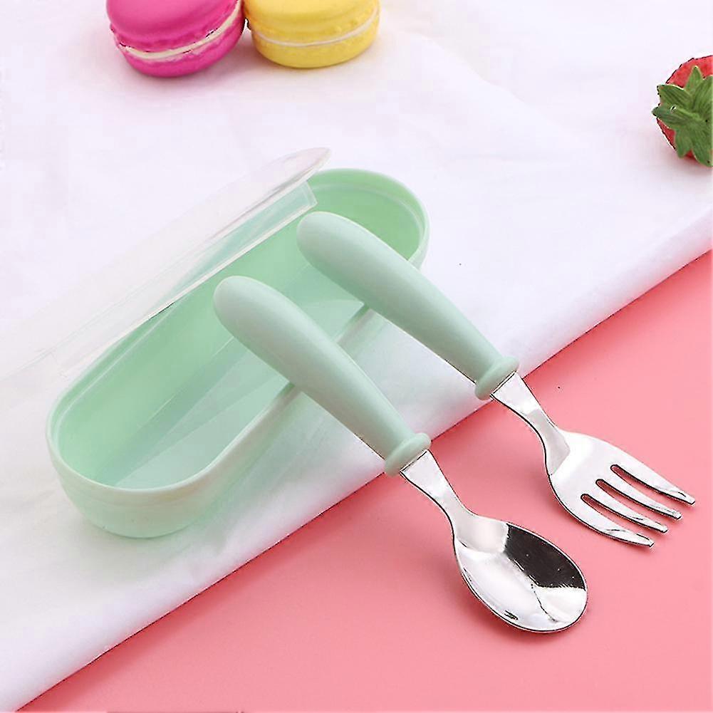 Stainless Steel Children's Dinnerware Set Spoon Fork Portable Tableware Box Kit