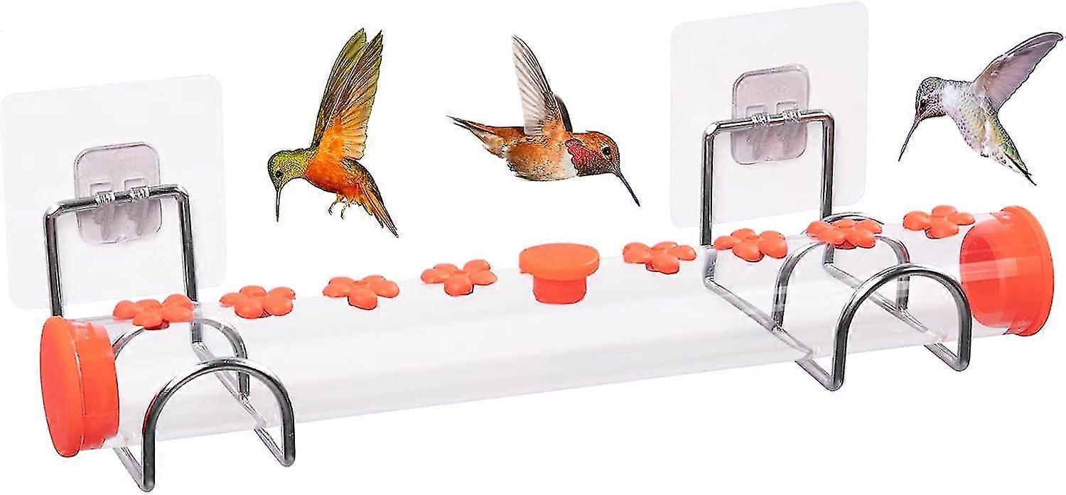 Window Hummingbird Feeder, Top Fill Humming Bird Feeder Tube With 18 Ports Leak Proof Bird Feeder For Outside Viewing