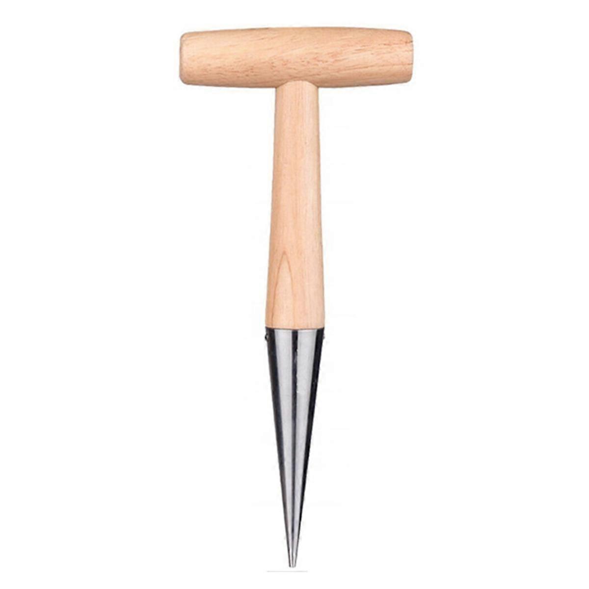 Durable Garden Practical Planting Outdoor Loosen Soil Accessory Plant Wood Handle Tools Hole Punch